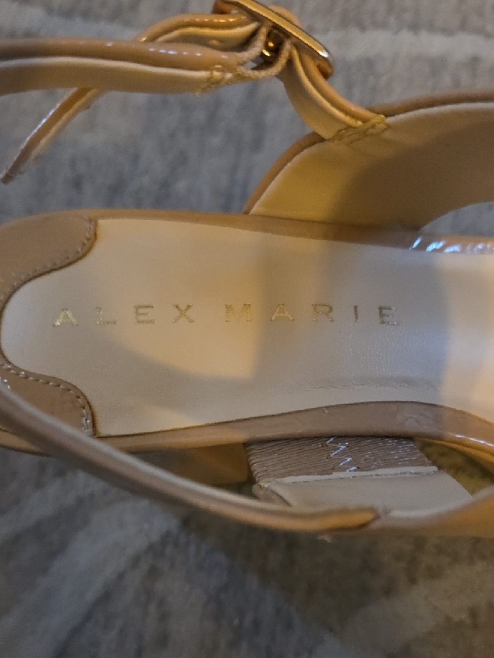 Alex Marie Tan Patent Block Heel Slingback Sandals - Picture 4 of 4
